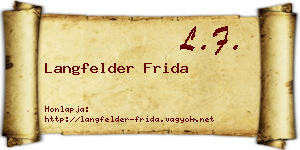 Langfelder Frida névjegykártya